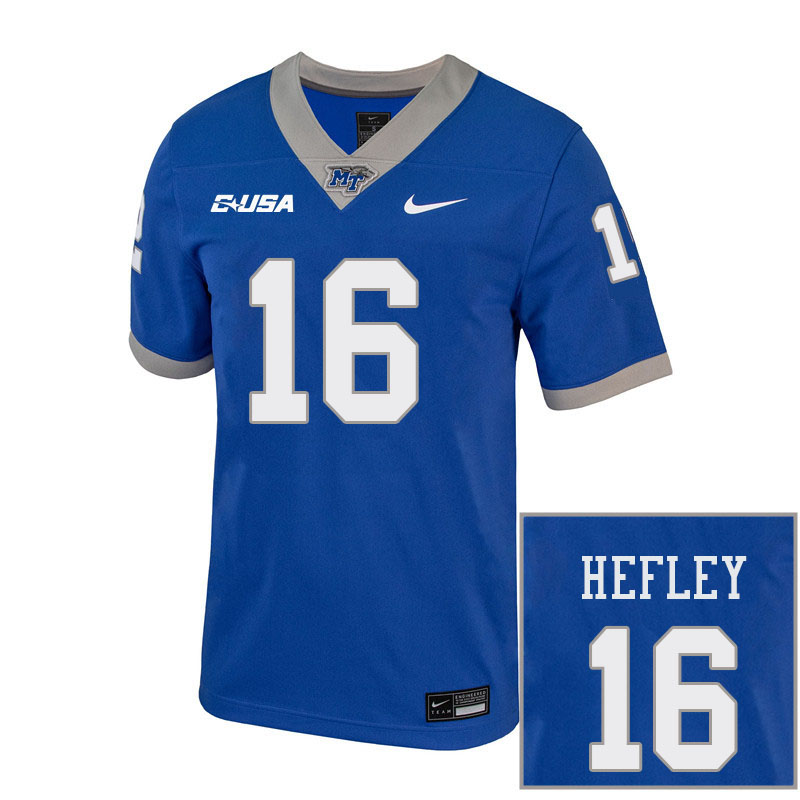 Men-Youth #16 Ren Hefley Middle Tennessee State Blue Raiders 2023 College Football Jerseys Stitched-